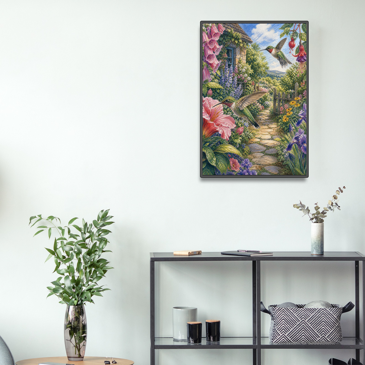Rain-Washed Hummingbirds Portrait Puzzle - puzzle product view