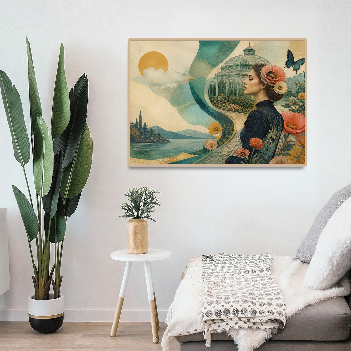 Golden Hour Art Nouveau Greenhouse Surreal Collage Landscape Puzzle - puzzle product view