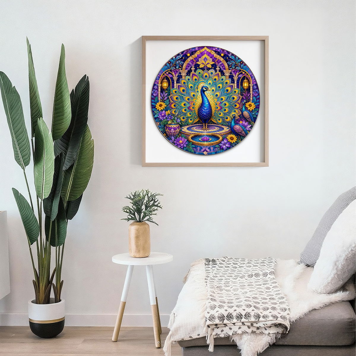 Whispering Peacock Mosaic Court Round Puzzle - puzzle product view