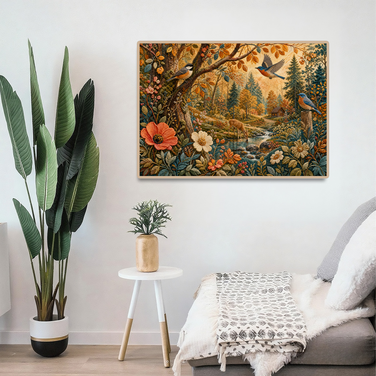 Amber Embroidered Woodland Landscape Puzzle - puzzle product view
