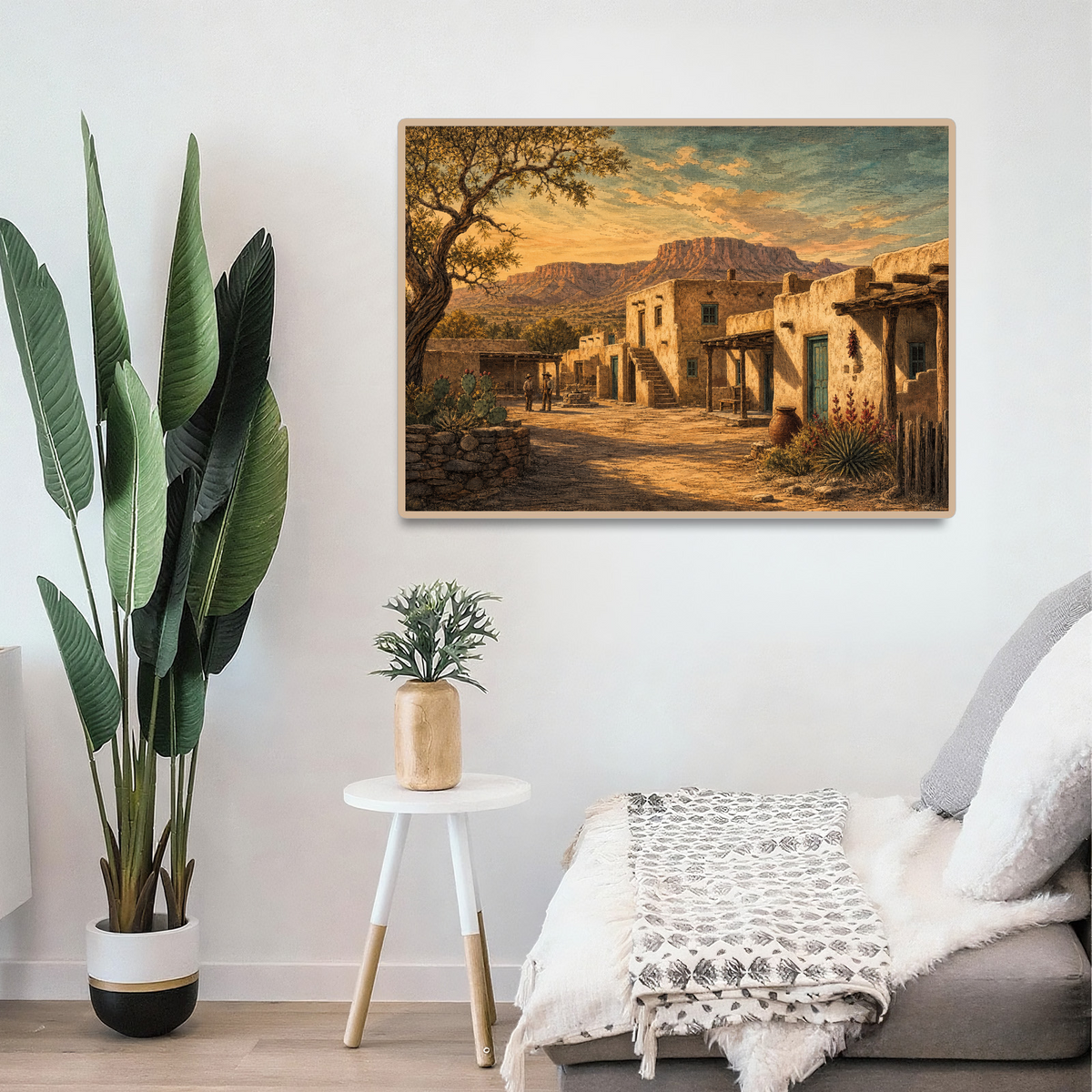 Luminous Desert Adobe Town Landscape Puzzle - puzzle product view