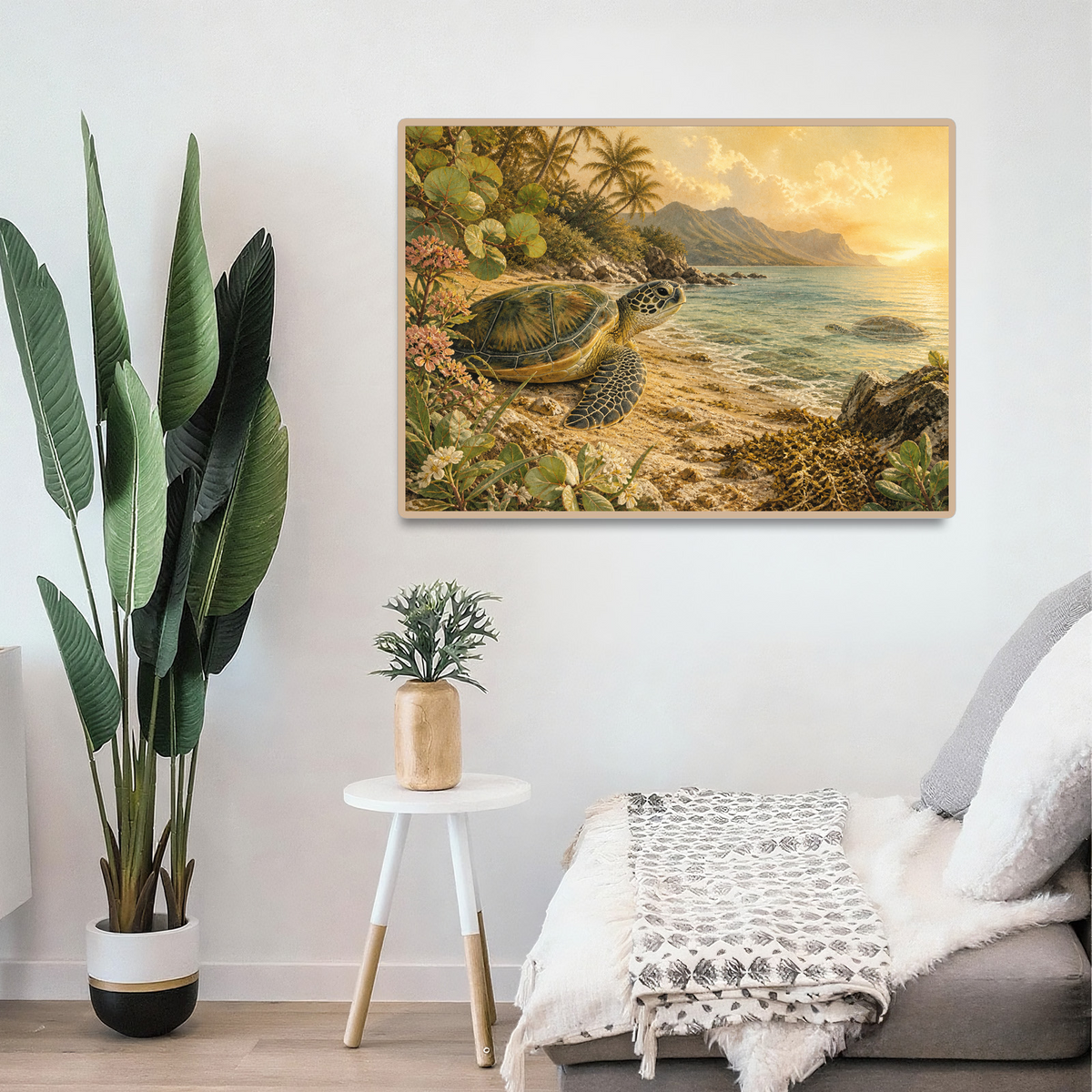Golden-Hour Sea Turtles Landscape Puzzle - puzzle product view
