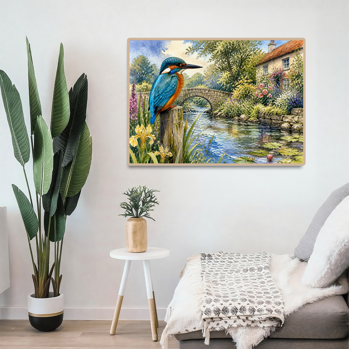 Luminous Kingfisher By A River Landscape Puzzle - puzzle product view