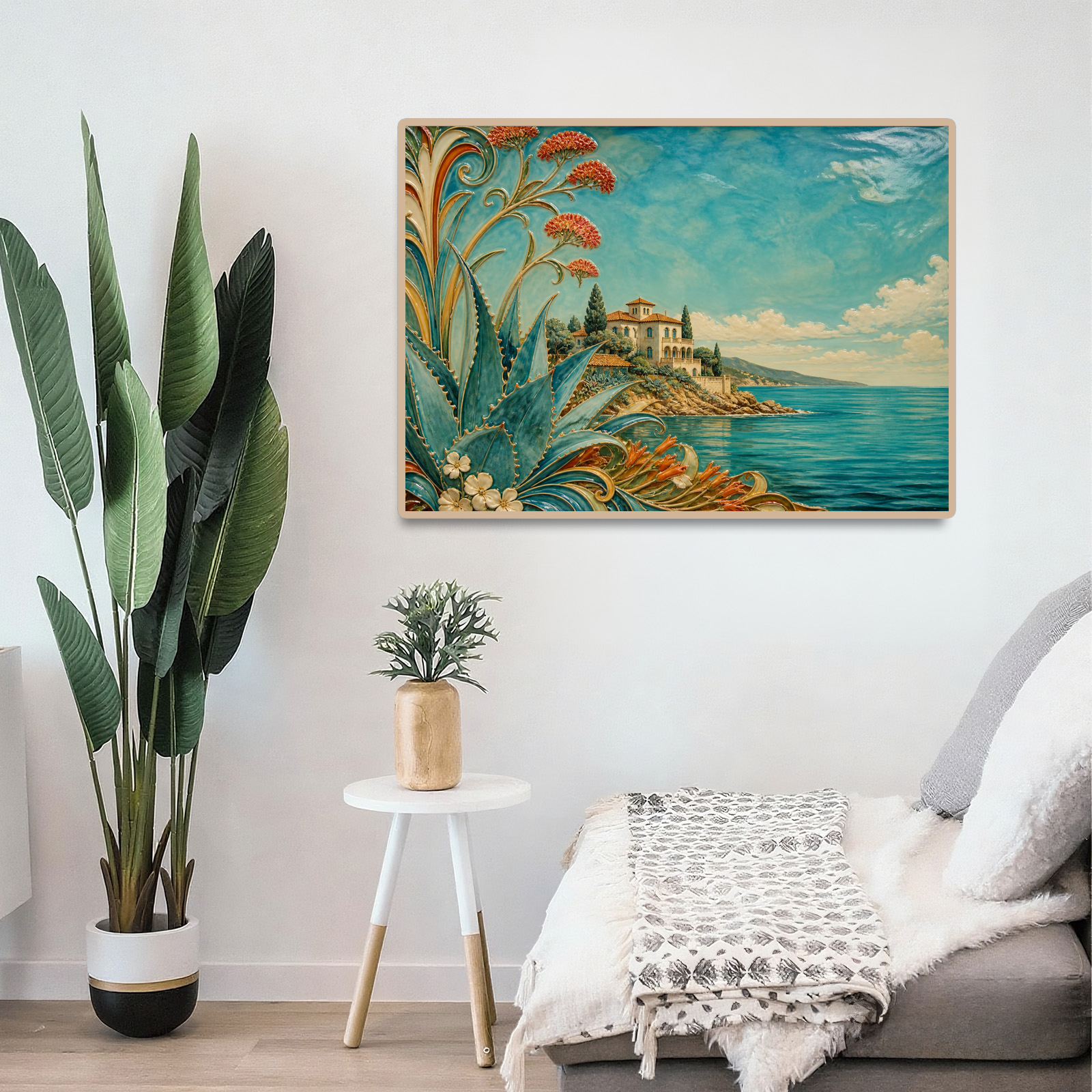 Vibrant Ceramic Mural Art Nouveau Decorative Landscape Puzzle - puzzle product view