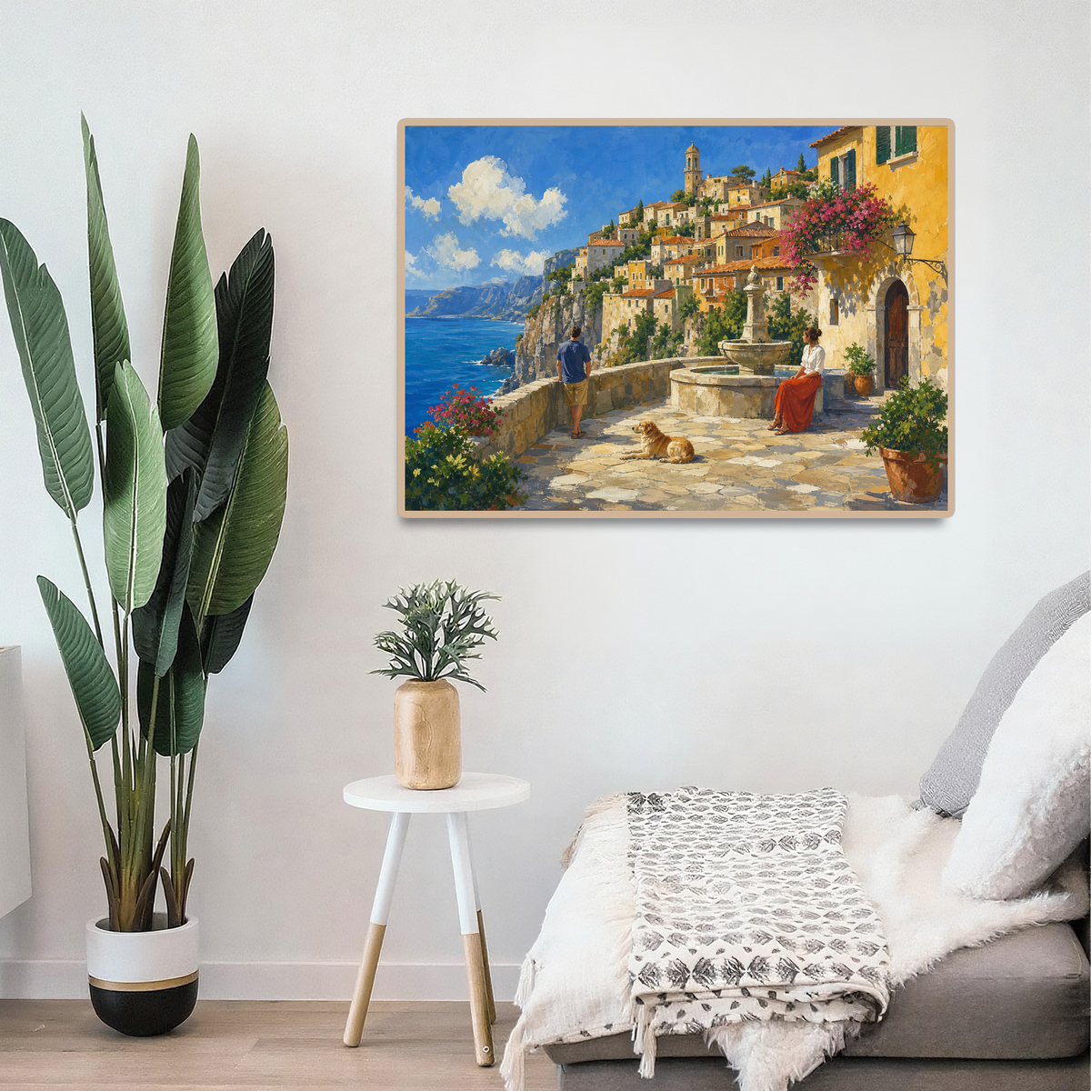 Sunlit Cliff Village Landscape Puzzle - puzzle product view