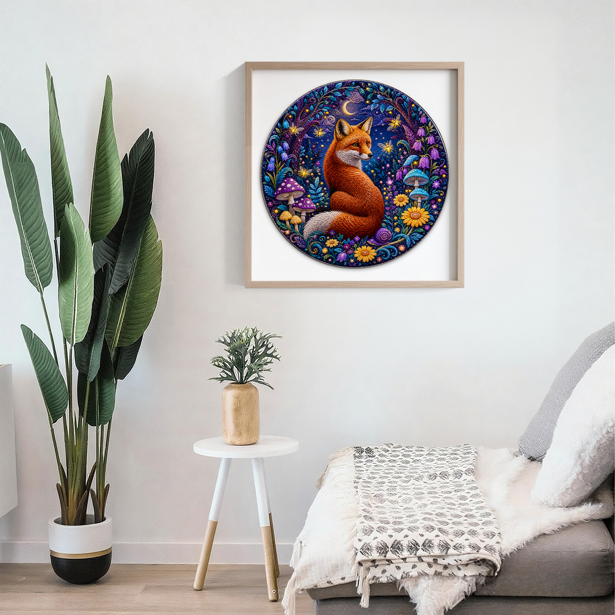 Twilight Fox and Firefly Grove Round Puzzle - puzzle product view