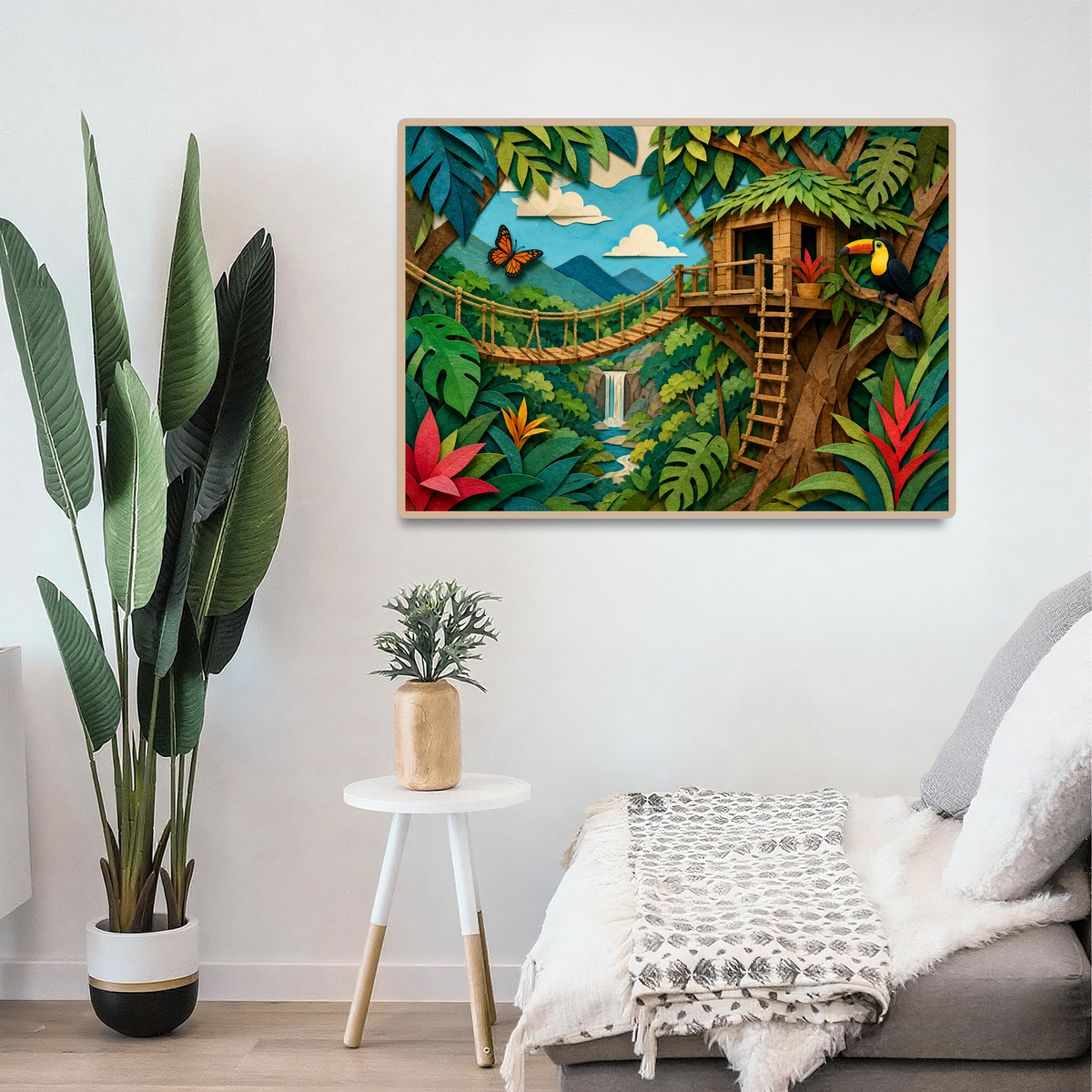 Quiet Jungle Treehouse Paper Cut Collage Landscape Puzzle - puzzle product view