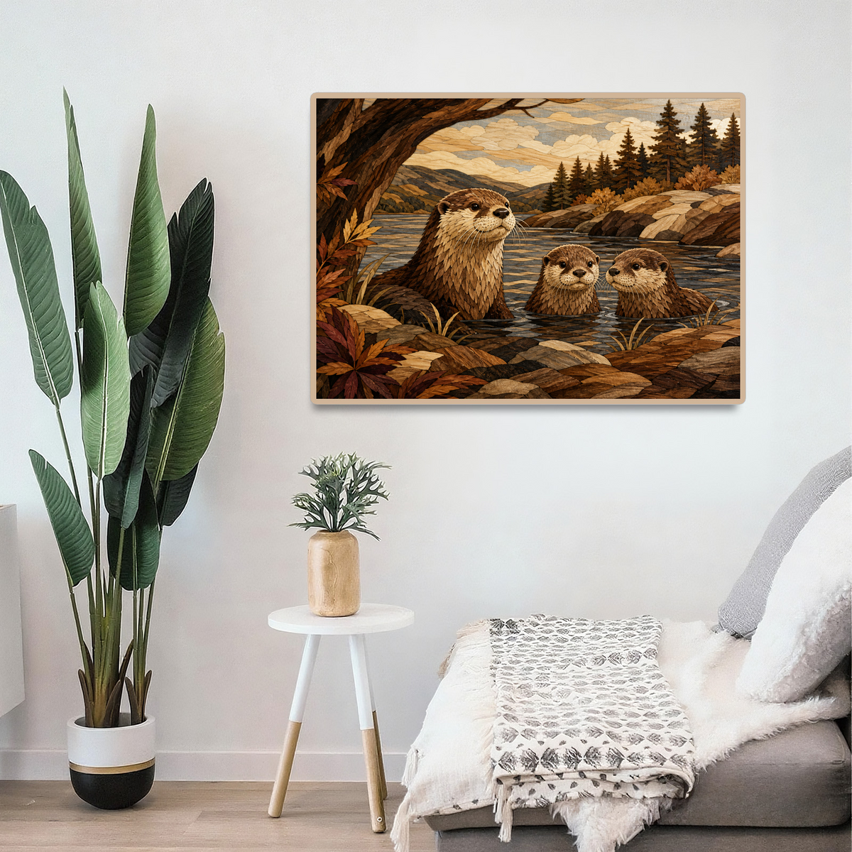 Vibrant Otter Family Landscape Puzzle - puzzle product view