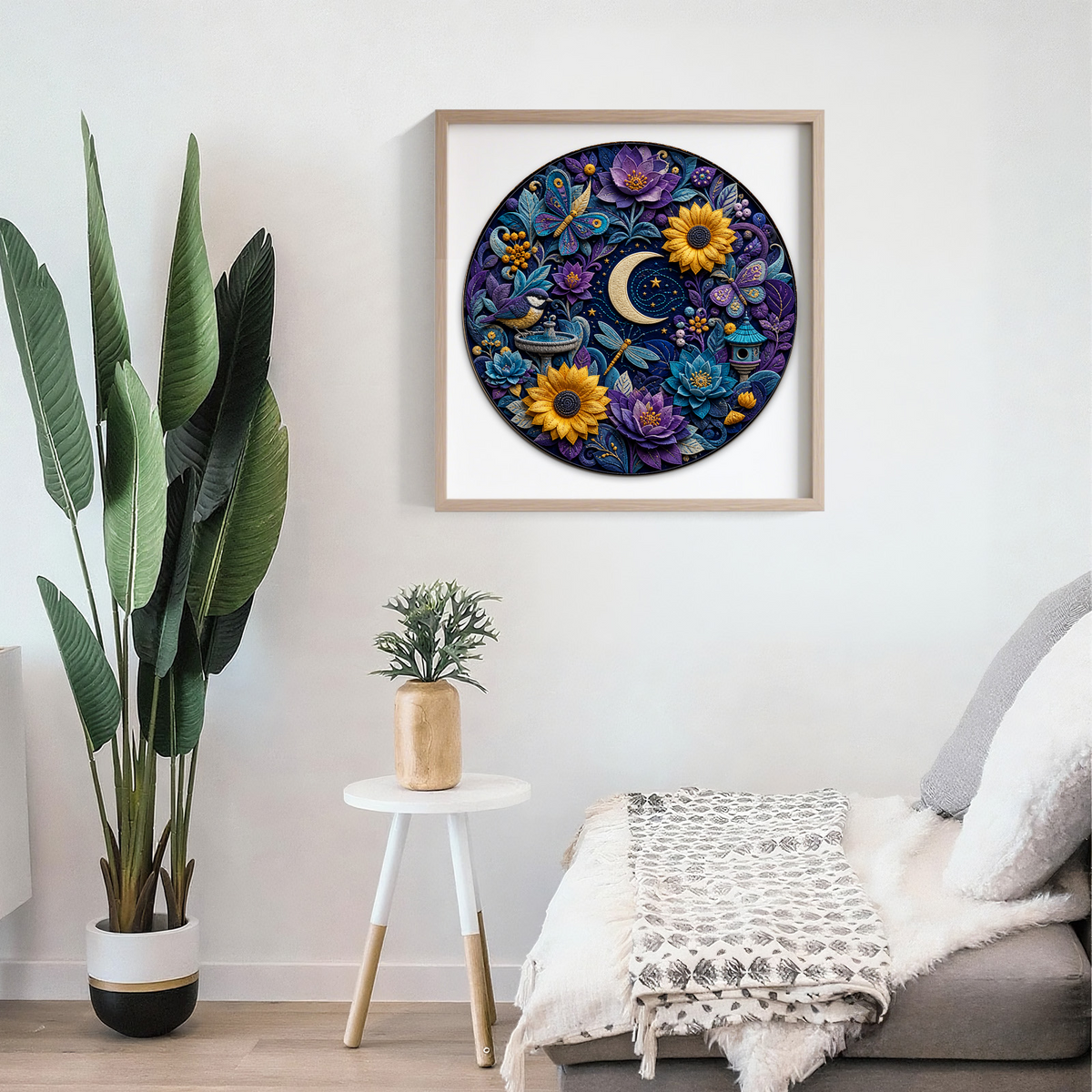Moonlit Paper Garden Symphony Round Puzzle - puzzle product view