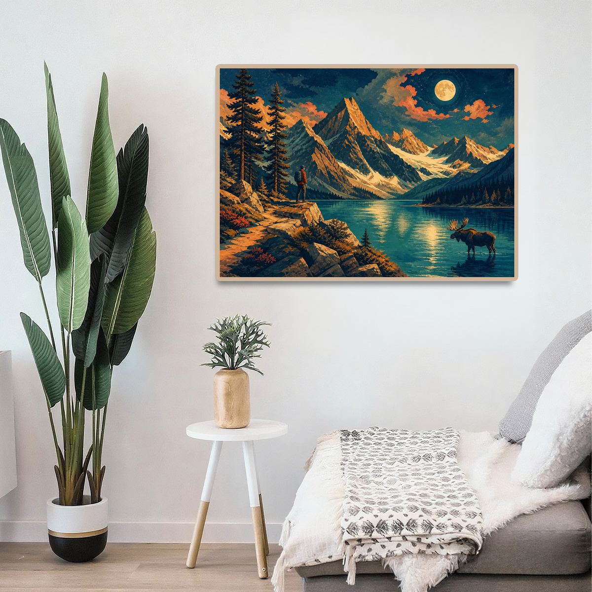 Moonlit Alpine Lake Landscape Puzzle - puzzle product view