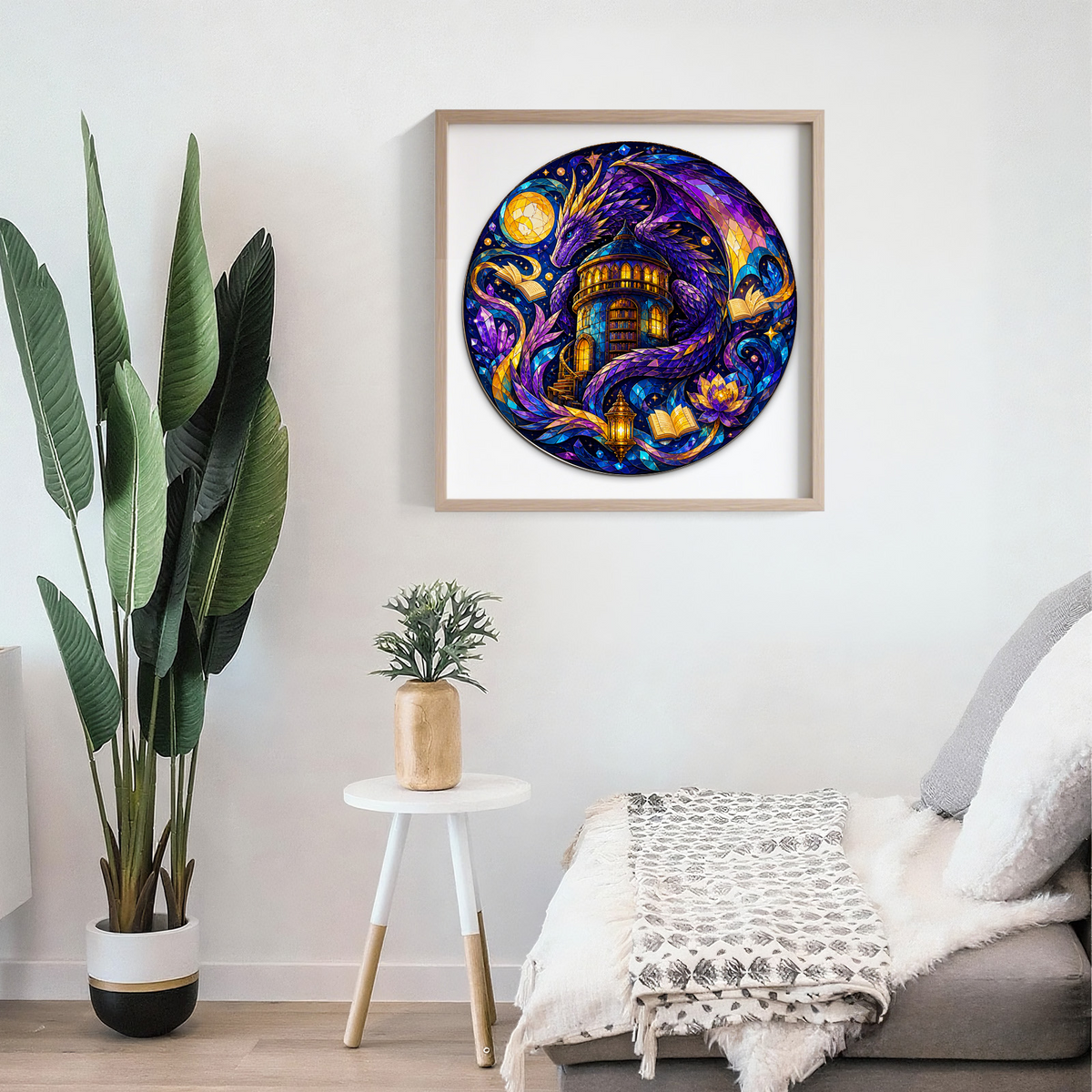 Velvet Dragon Library Moon Round Puzzle - puzzle product view