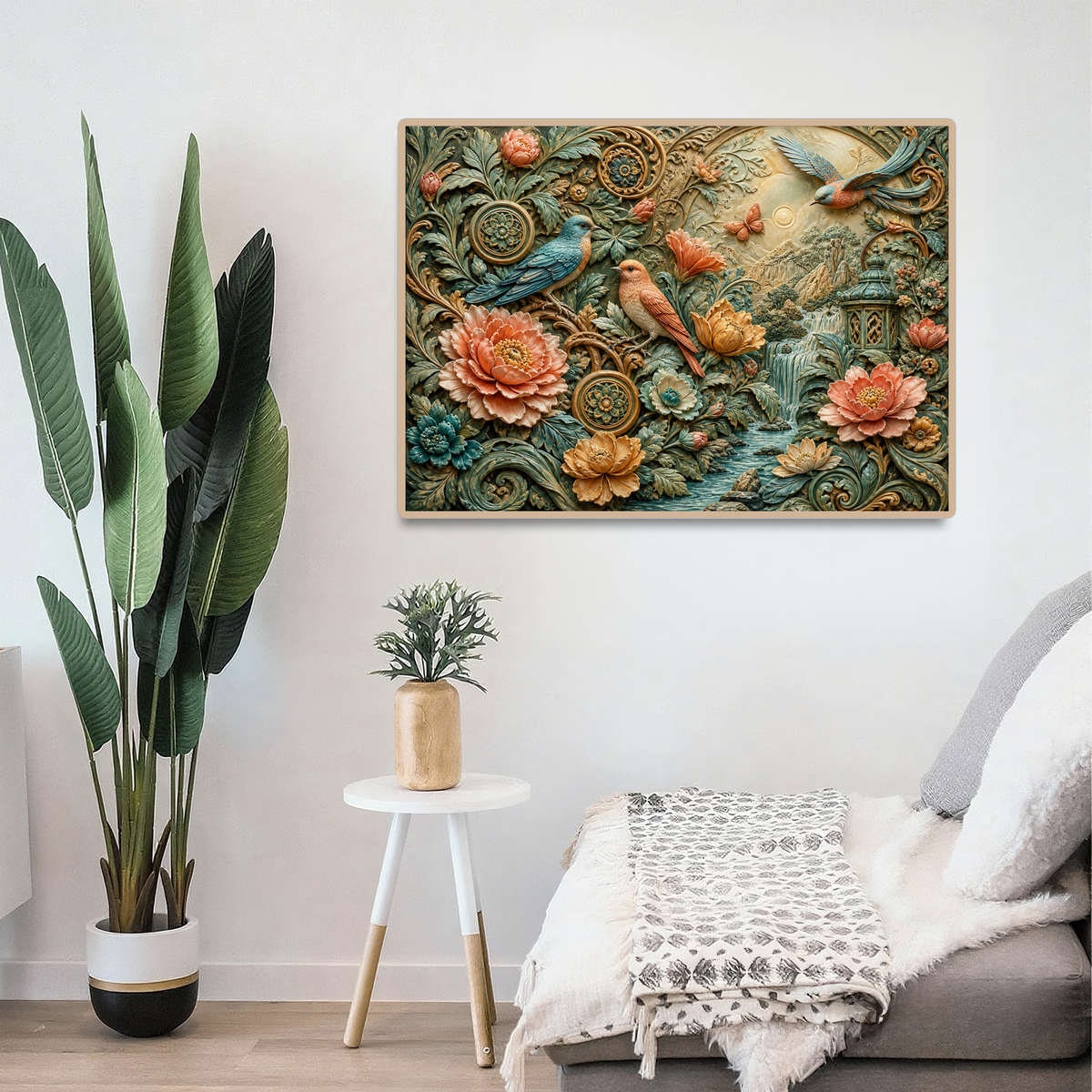 Enchanted Sculpted Floral Relief Landscape Puzzle - puzzle product view