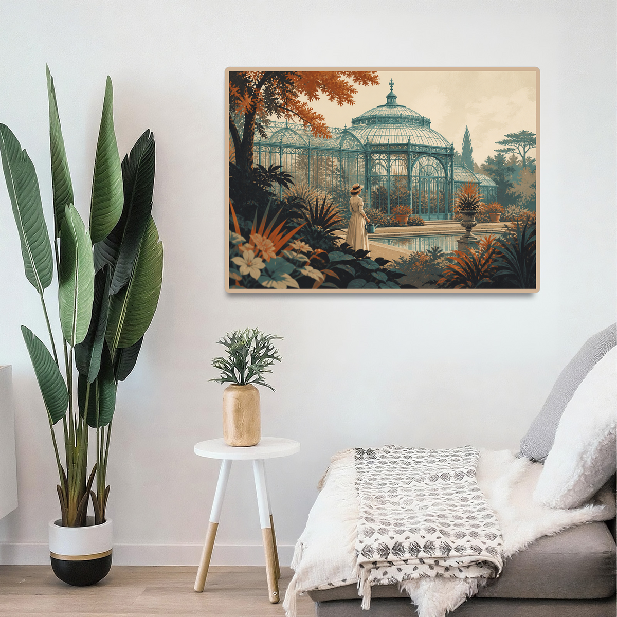 Quiet Art Nouveau Greenhouse Screen Print Landscape Puzzle - puzzle product view