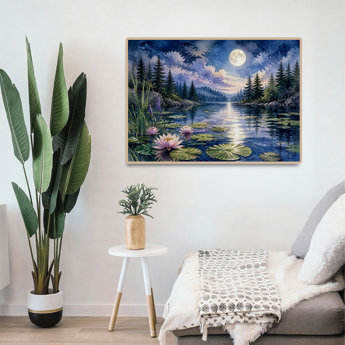 Moonlit Water-Lily Pond Landscape Puzzle - puzzle product view