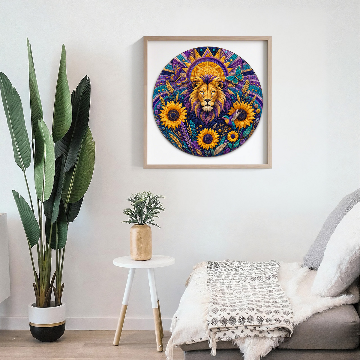 Wildflower Lion Sun Garden Round Puzzle - puzzle product view