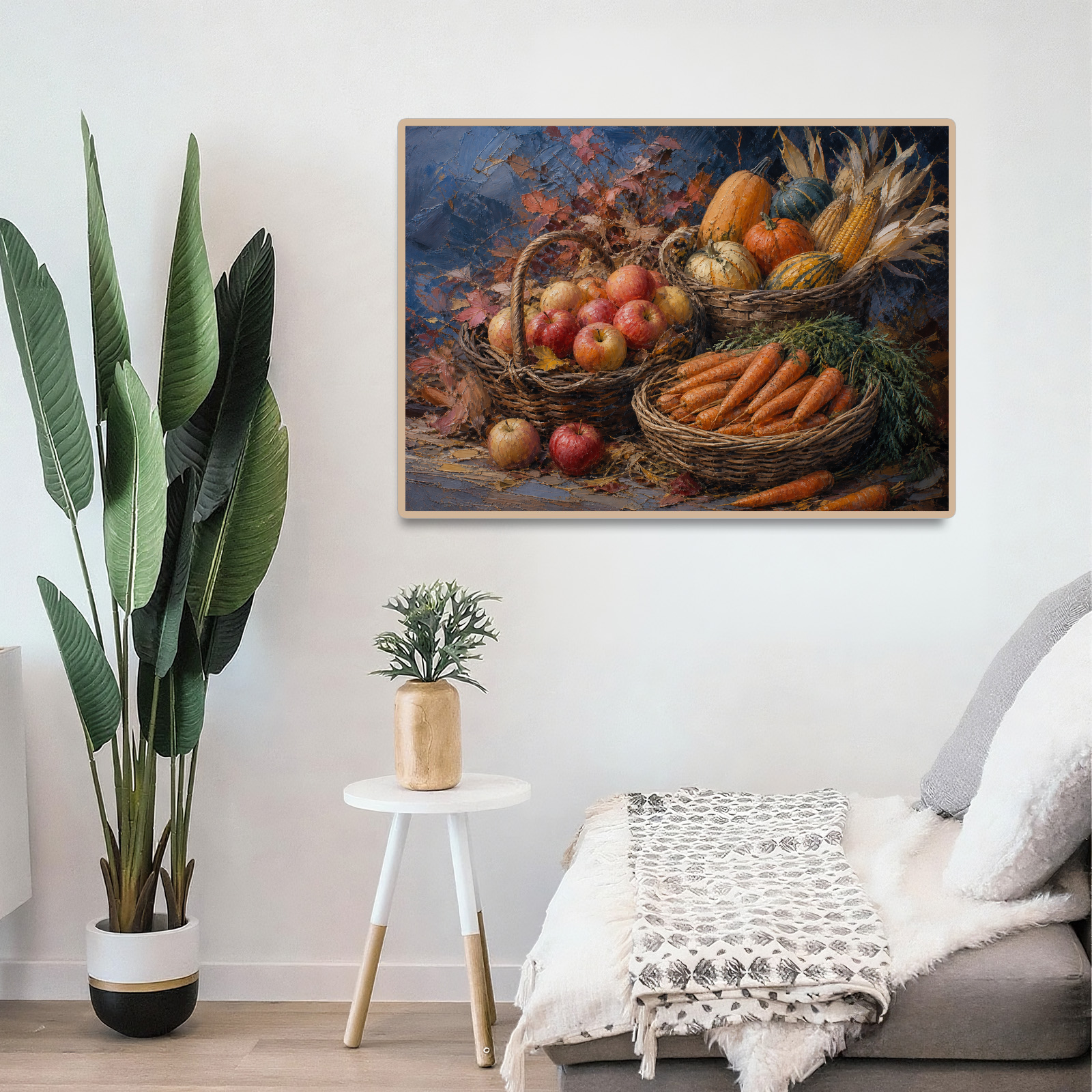 Quiet Farmers Market Baskets Oil Impasto Landscape Puzzle - puzzle product view