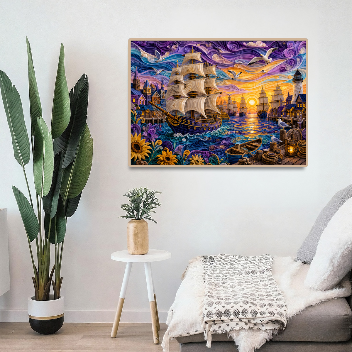 Whispering Harbor of Tall Ships Landscape Puzzle - puzzle product view
