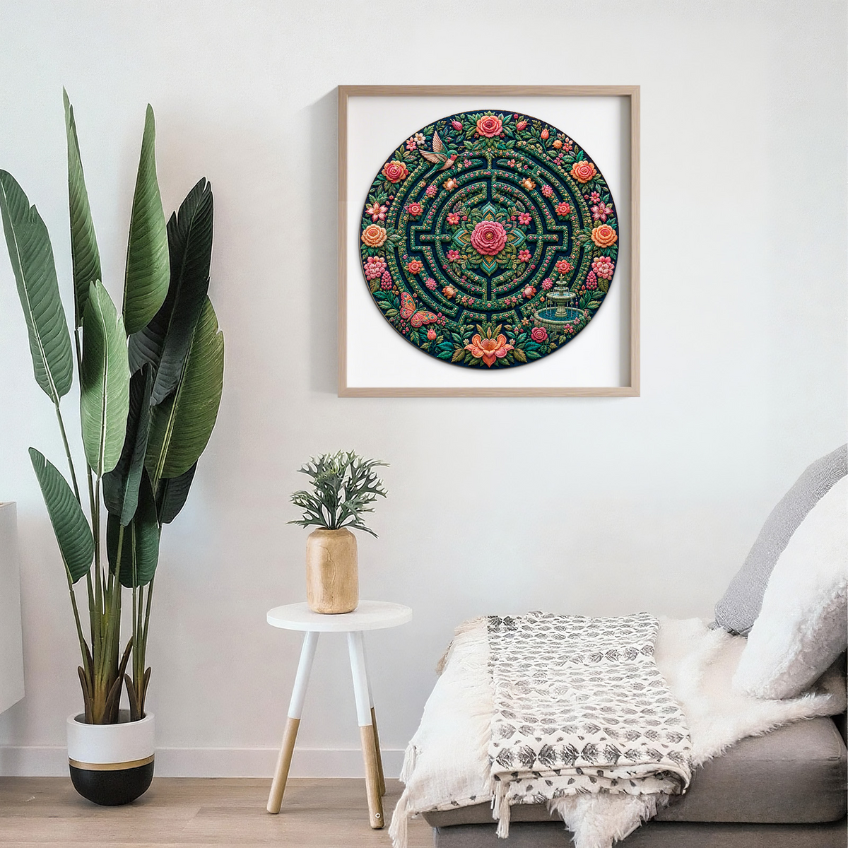 Emerald Floral Labyrinth Round Puzzle - puzzle product view