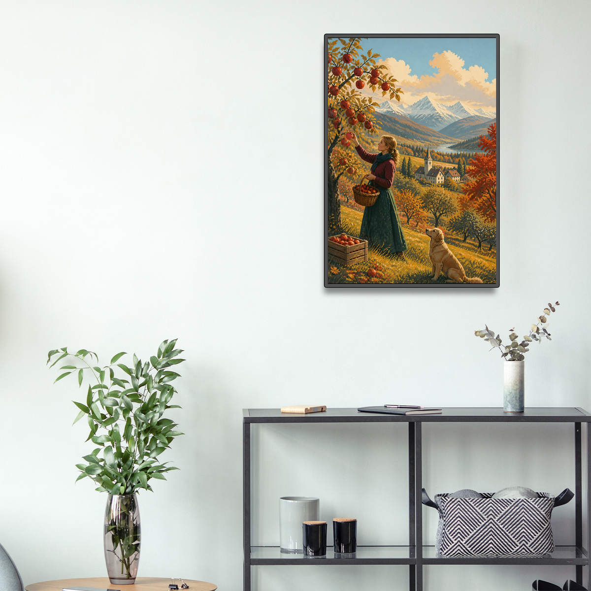 Moonlit Autumn Apple Orchard Travel Poster Portrait Puzzle - puzzle product view