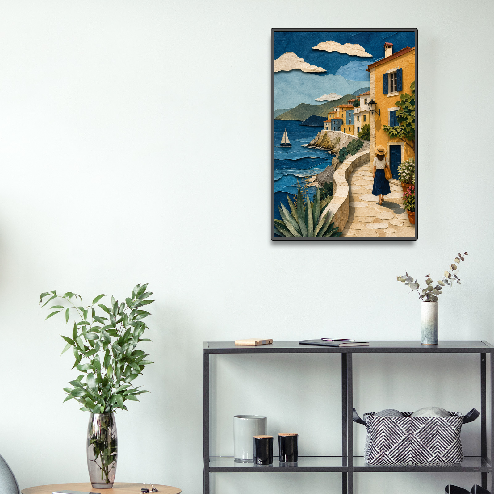 Quiet Painted Seaside Town Portrait Puzzle - puzzle product view