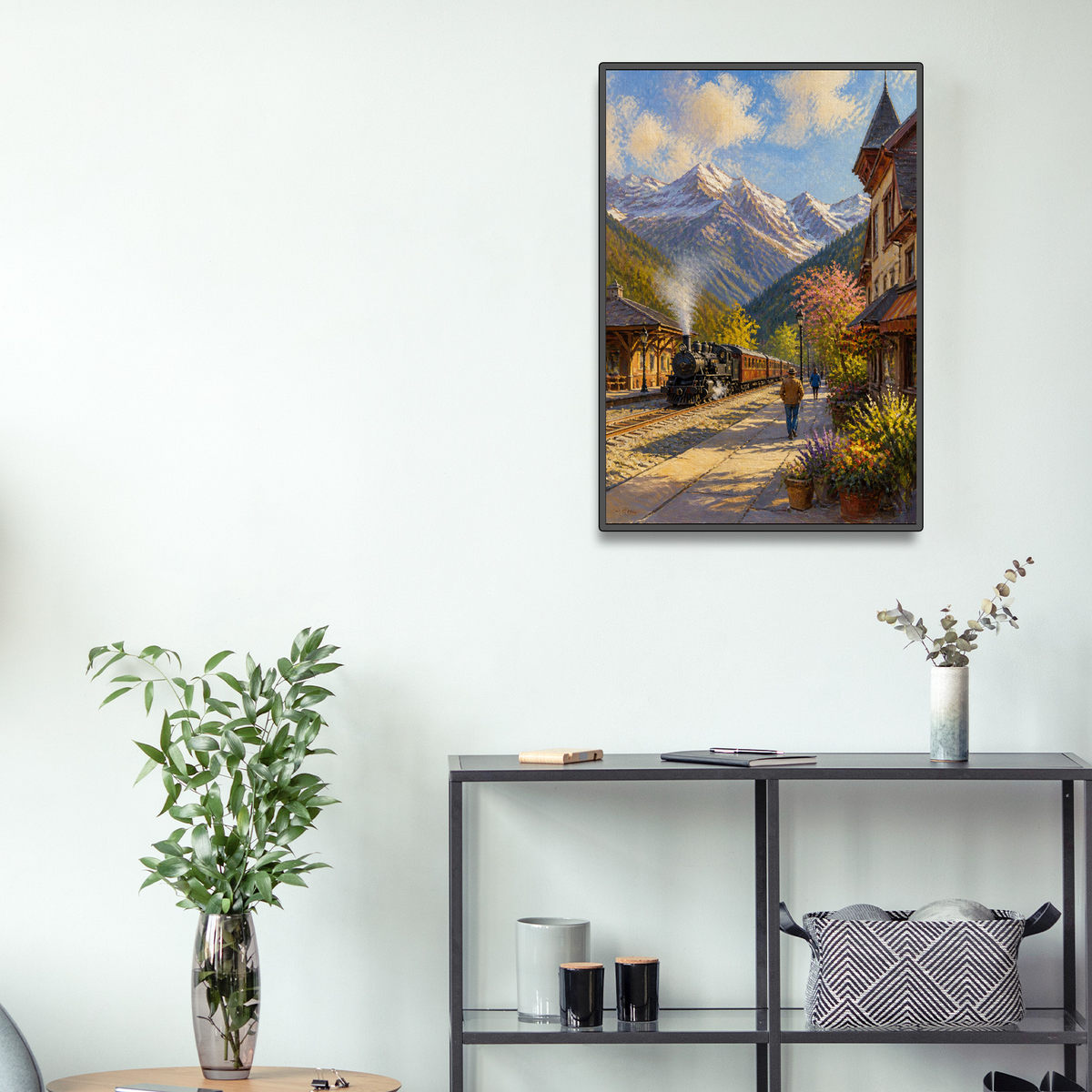 Sunlit Mountain Railway Station Portrait Puzzle - puzzle product view