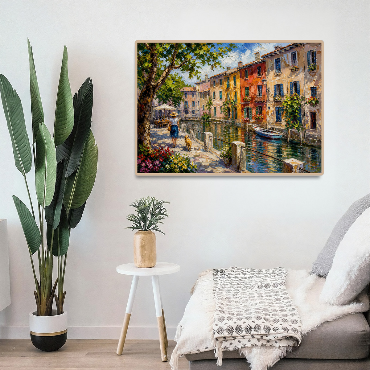 Vibrant Canal-Side Houses Landscape Puzzle - puzzle product view