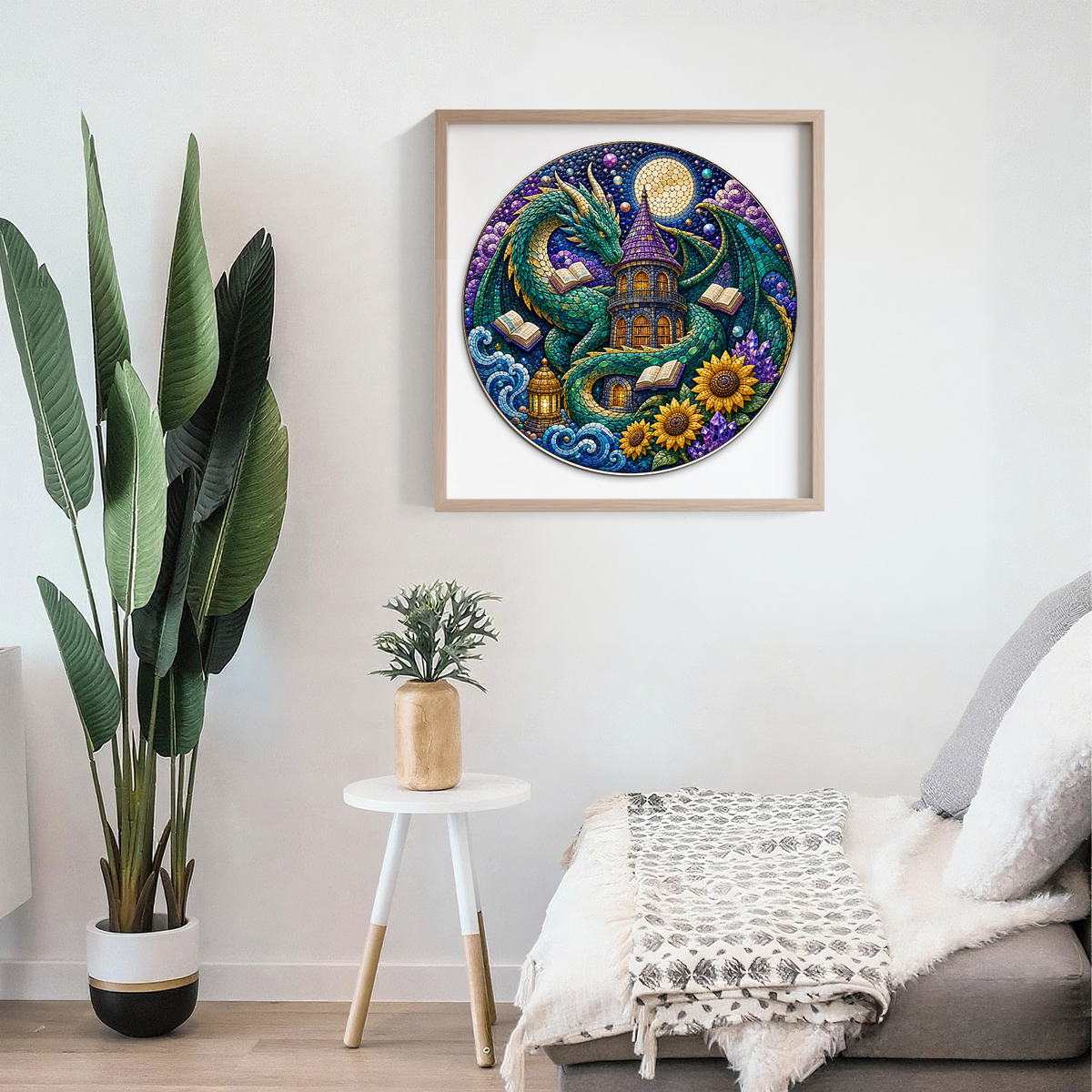 Emerald Dragon Library Moon Round Puzzle - puzzle product view
