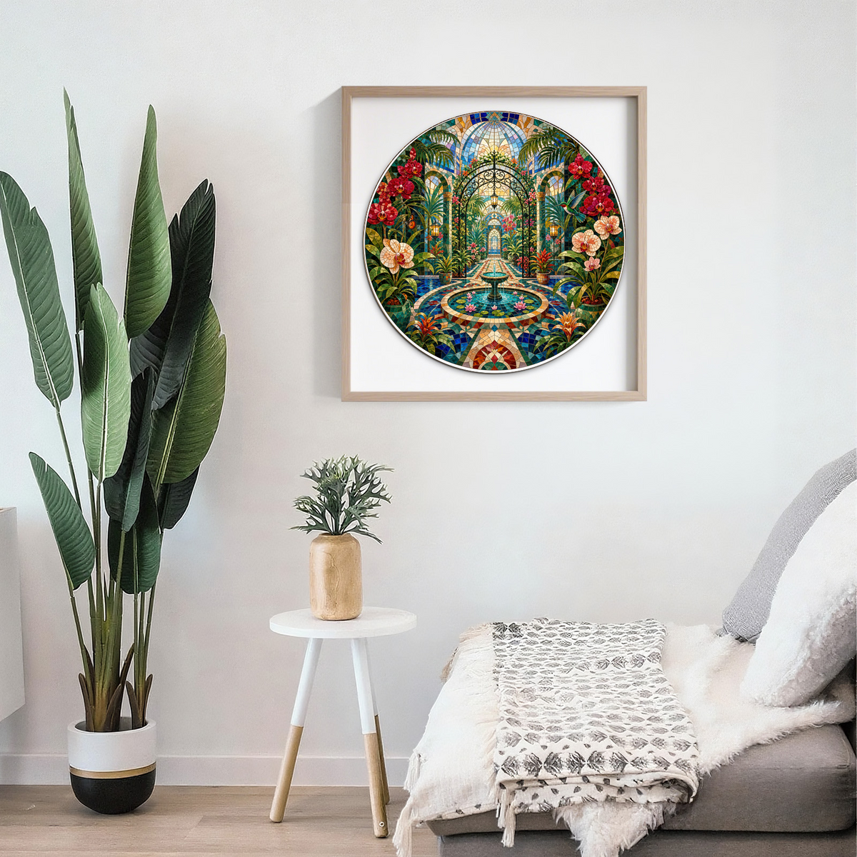 Radiant Botanical Greenhouse Maze Round Puzzle - puzzle product view