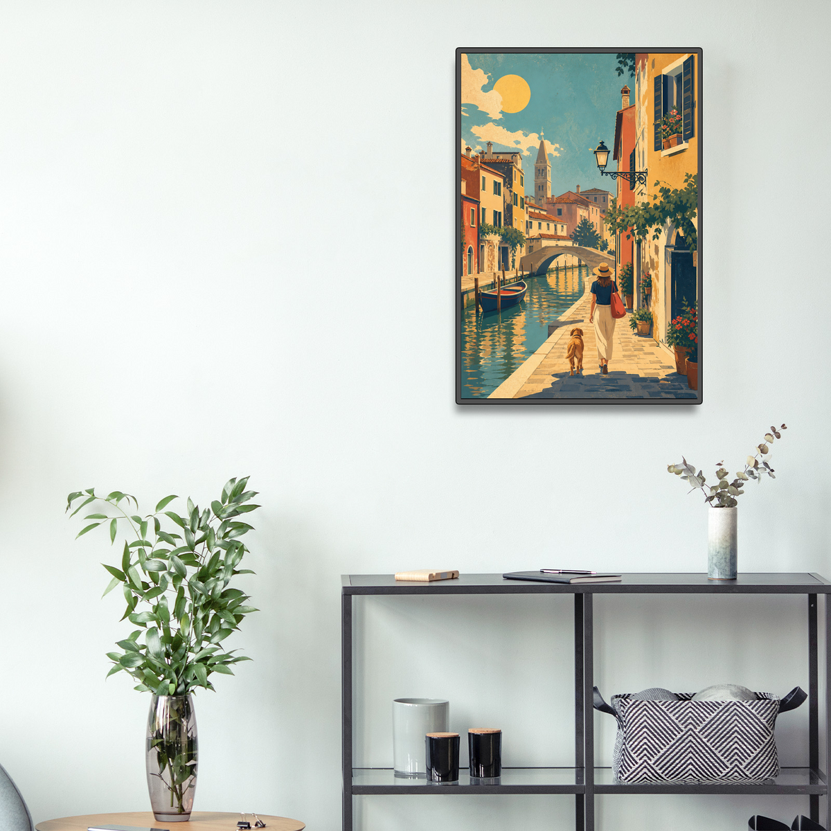 Sunlit Canal-Side Houses Portrait Puzzle - puzzle product view