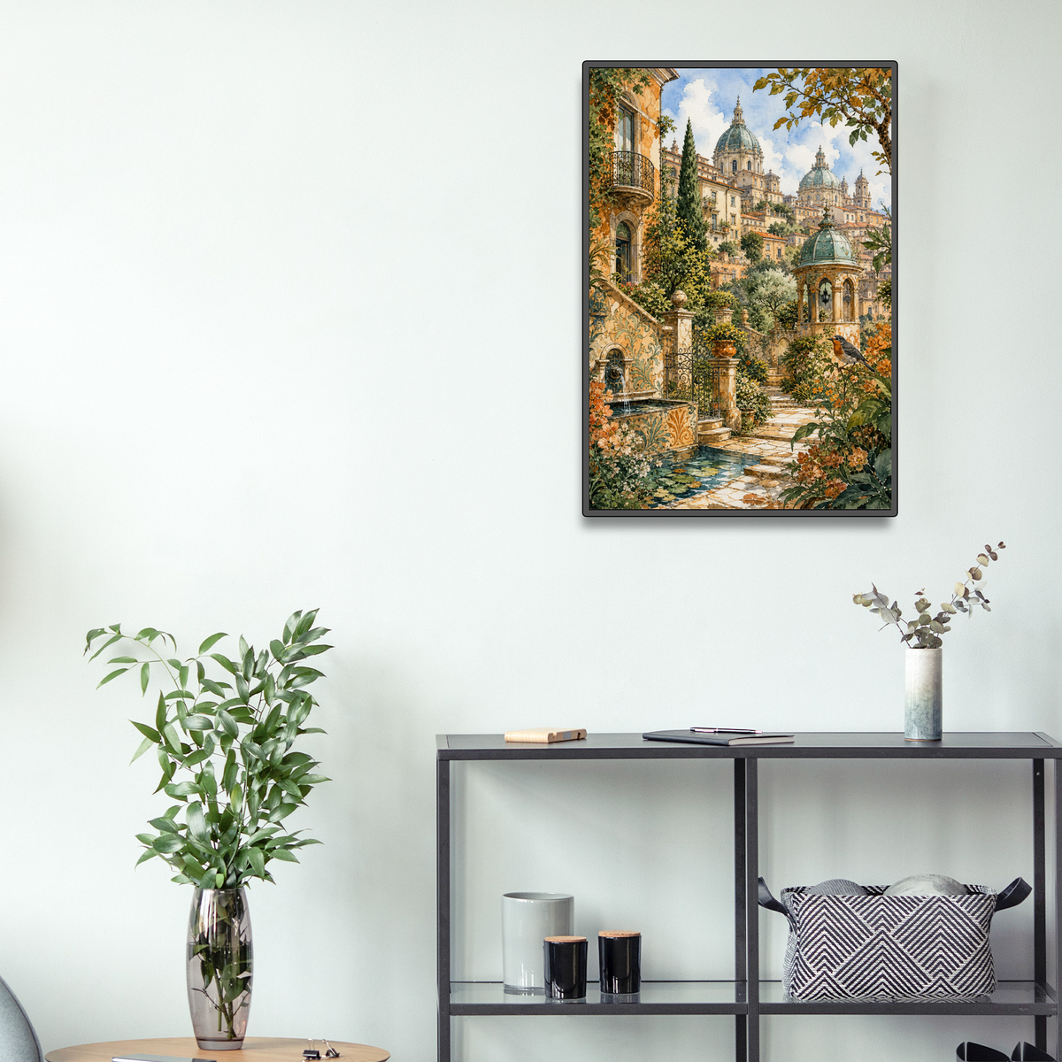 Amber Watercolor City Garden Portrait Puzzle - puzzle product view