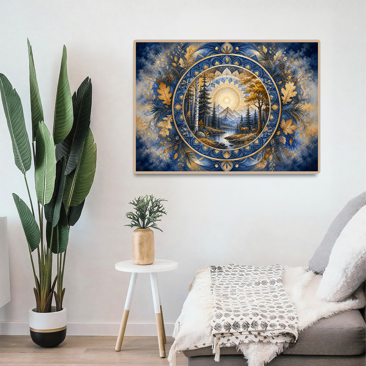 Golden Hour Stained Glass Forest Mandala Ornamental Landscape Puzzle - puzzle product view