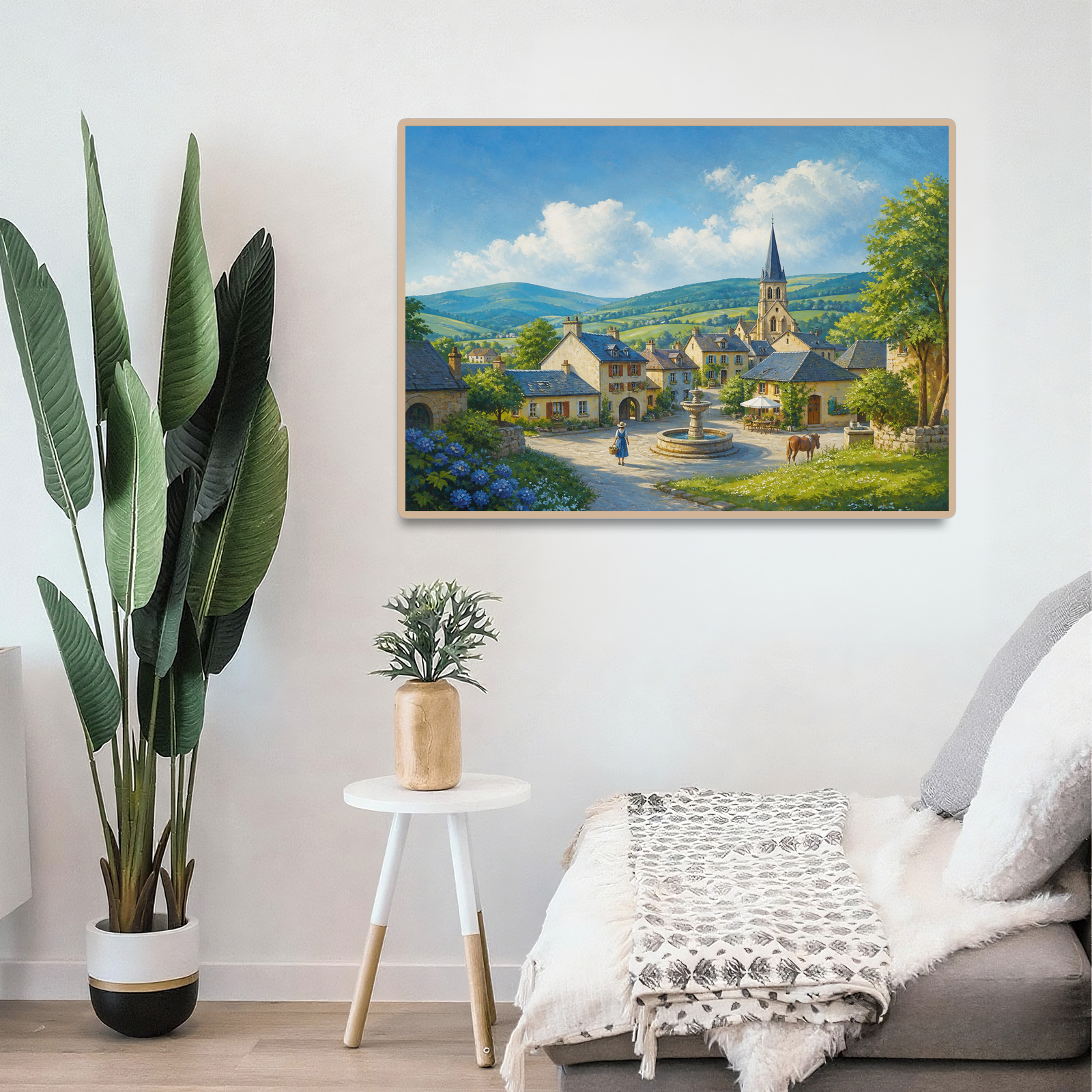 Vibrant Folk-Art Village Landscape Puzzle - puzzle product view