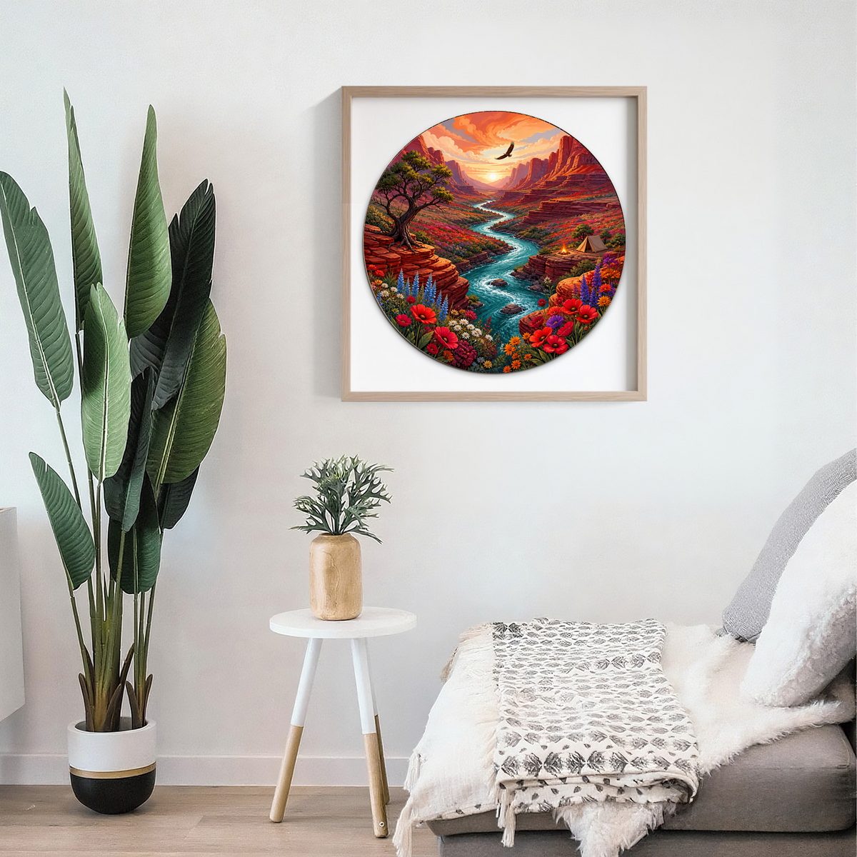 Crimson Wildflower Canyon River Round Puzzle - puzzle product view