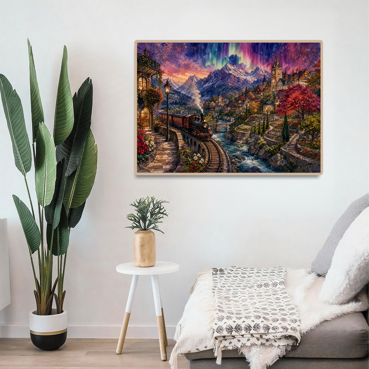 Aurora Mountain Railway Town Landscape Puzzle - puzzle product view