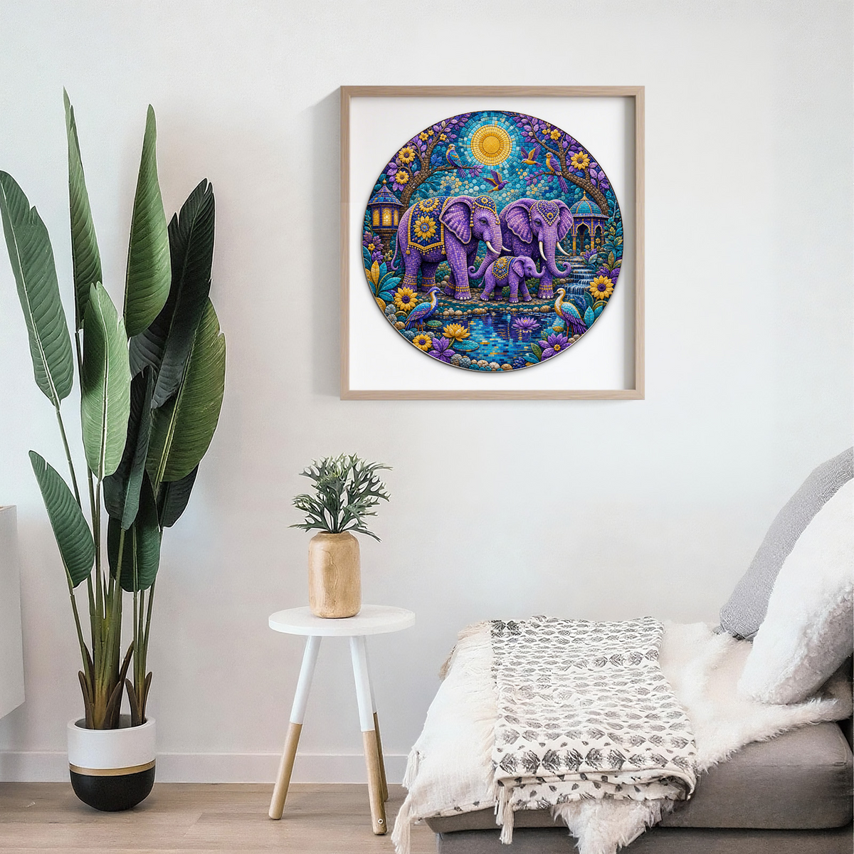 Velvet Elephant Garden Family Round Puzzle - puzzle product view