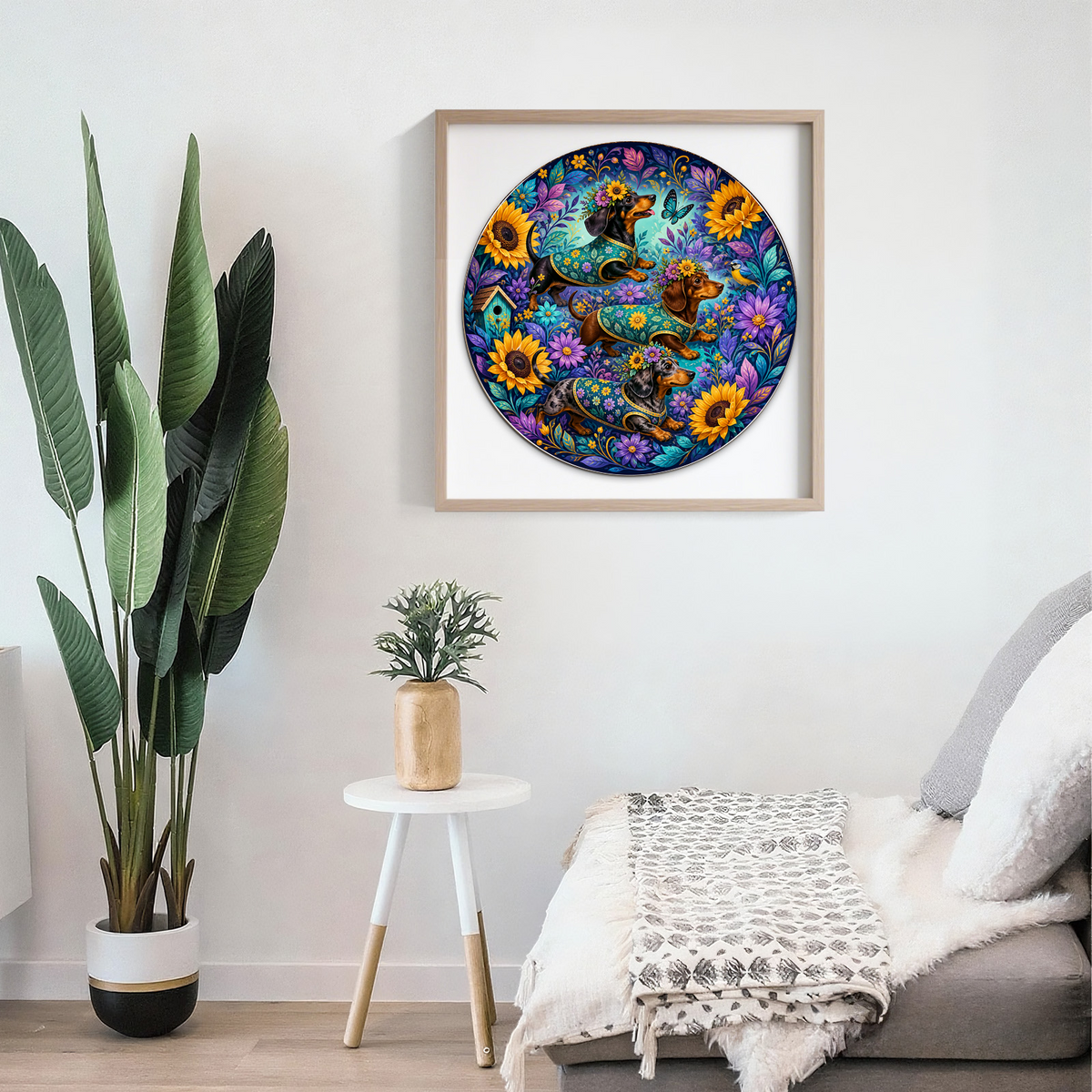 Emerald Dachshund Flower Parade Round Puzzle - puzzle product view