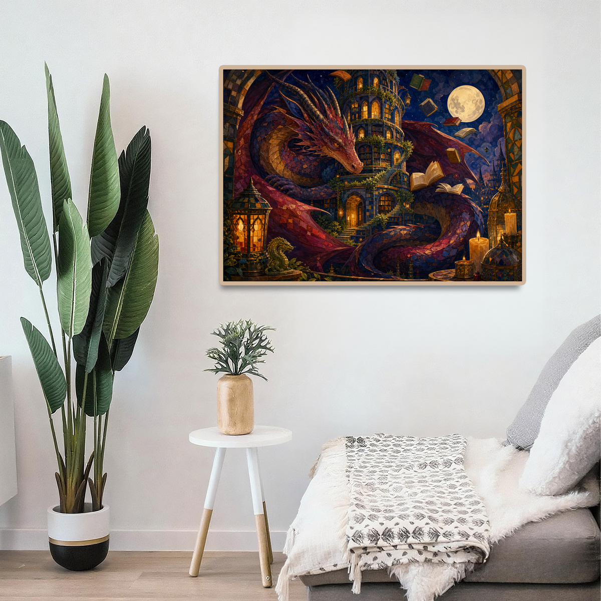 Luminous Dragon Library Moon Landscape Puzzle - puzzle product view