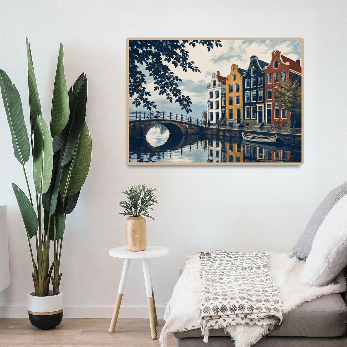 Rain Washed Canal Side Houses Screen Print Landscape Puzzle - puzzle product view