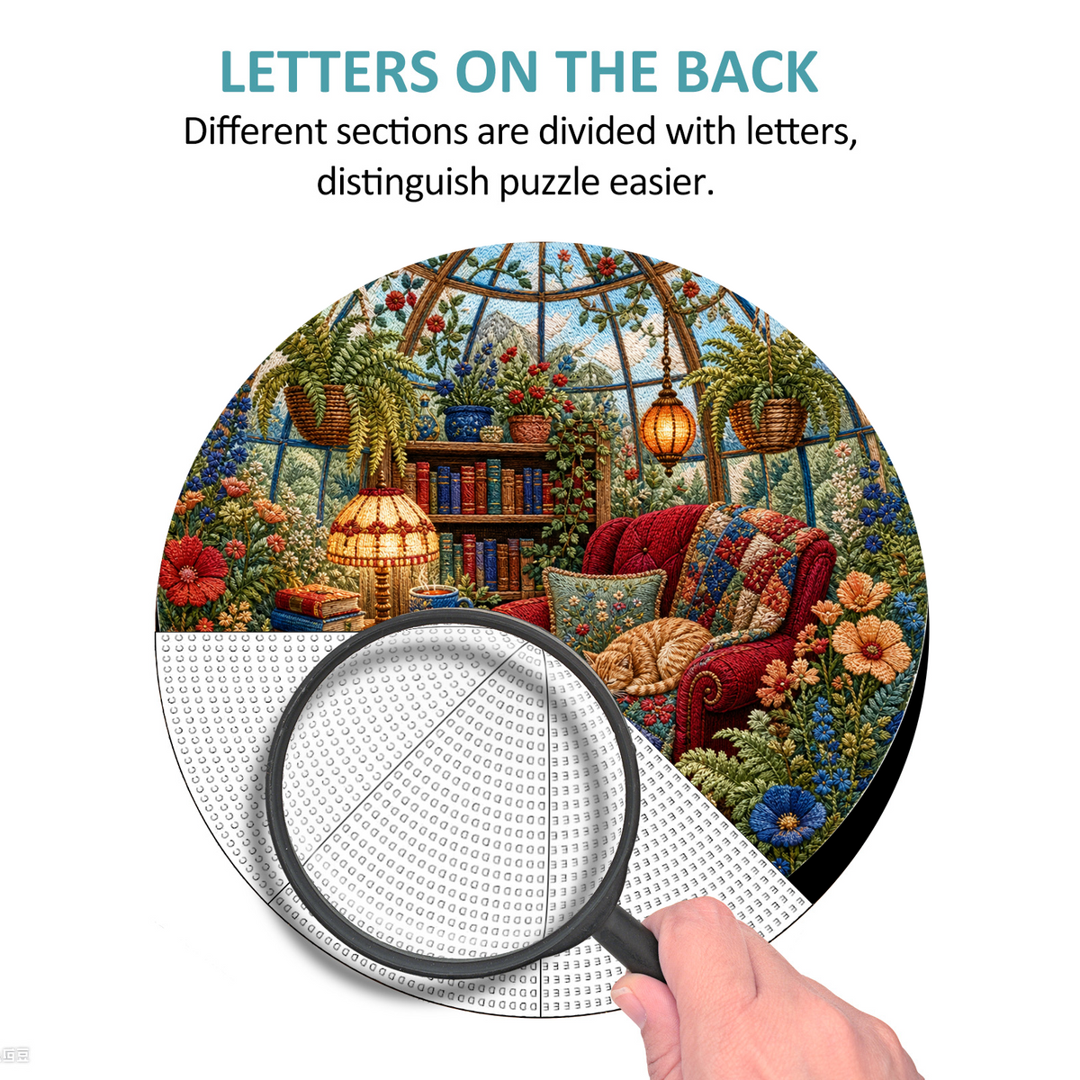 Wildflower Reading Nook Conservatory Round Puzzle - puzzle product view