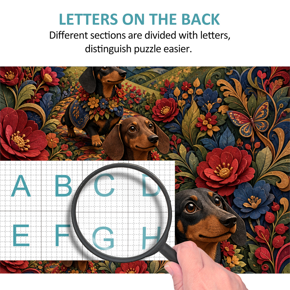 Aurora Dachshund Flower Parade Portrait Puzzle - puzzle product view