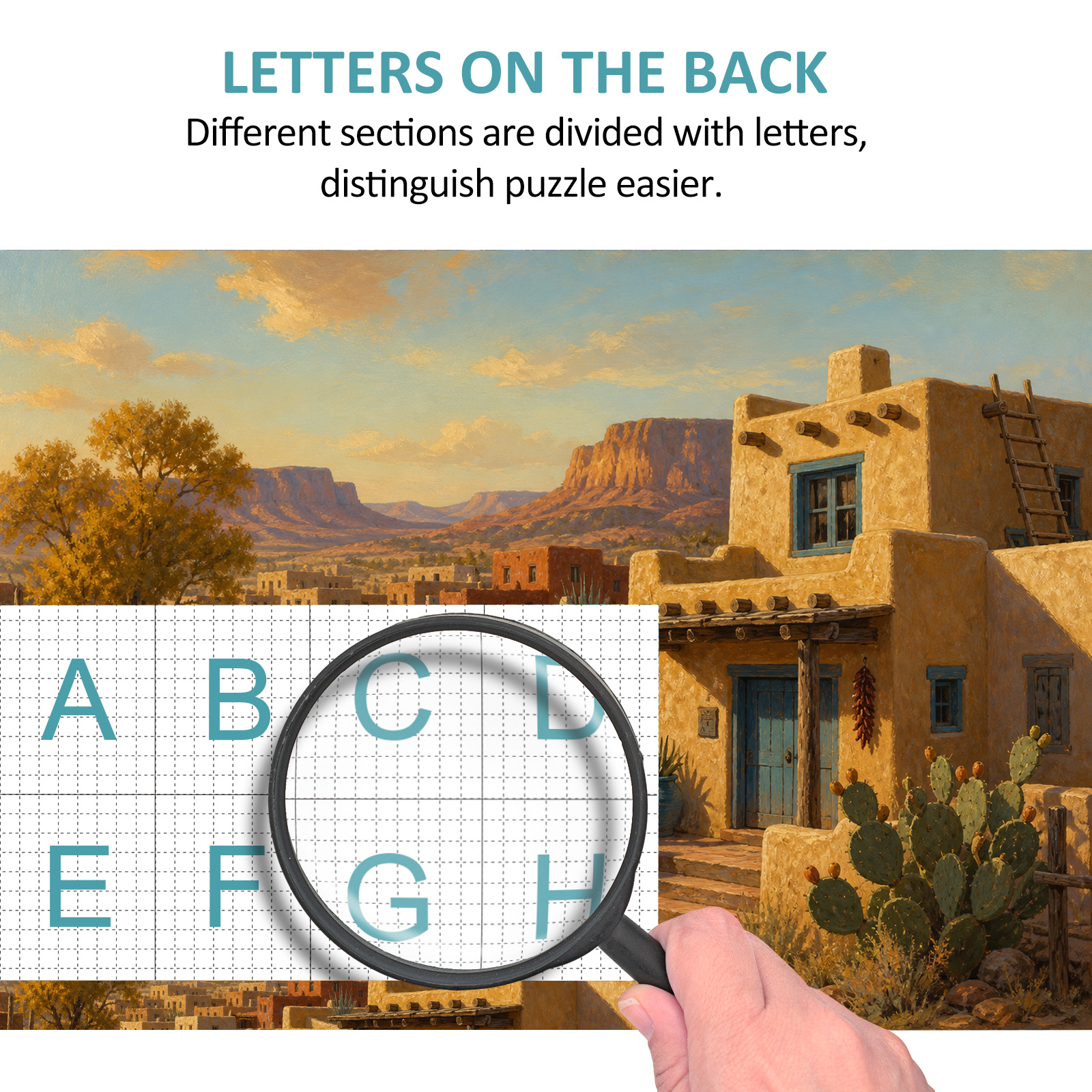 Golden-Hour Desert Adobe Town Landscape Puzzle - puzzle product view