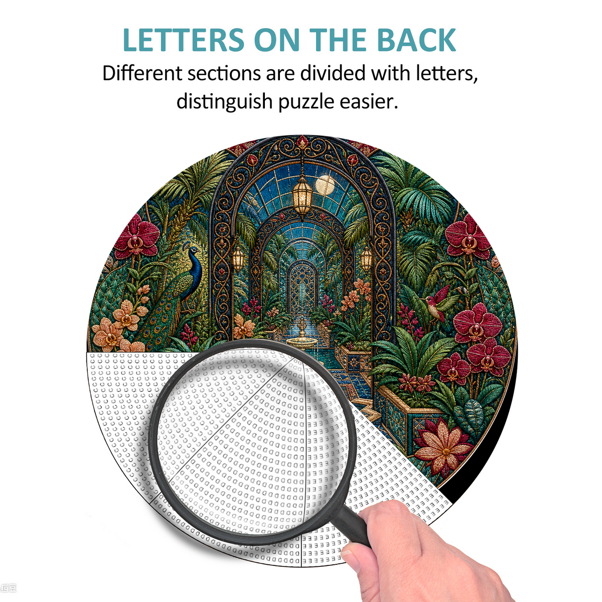 Moonlit Botanical Greenhouse Maze Round Puzzle - puzzle product view
