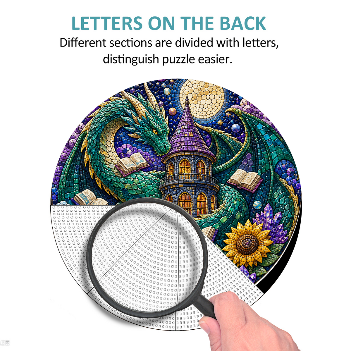 Emerald Dragon Library Moon Round Puzzle - puzzle product view