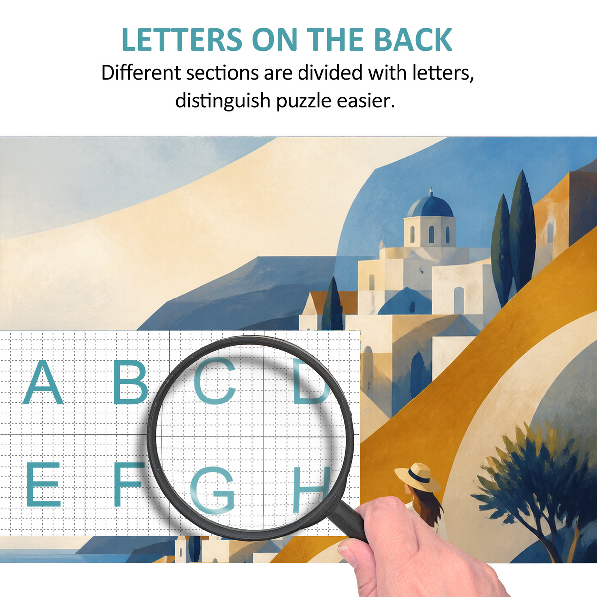 Sunlit Painted Seaside Town Portrait Puzzle - puzzle product view