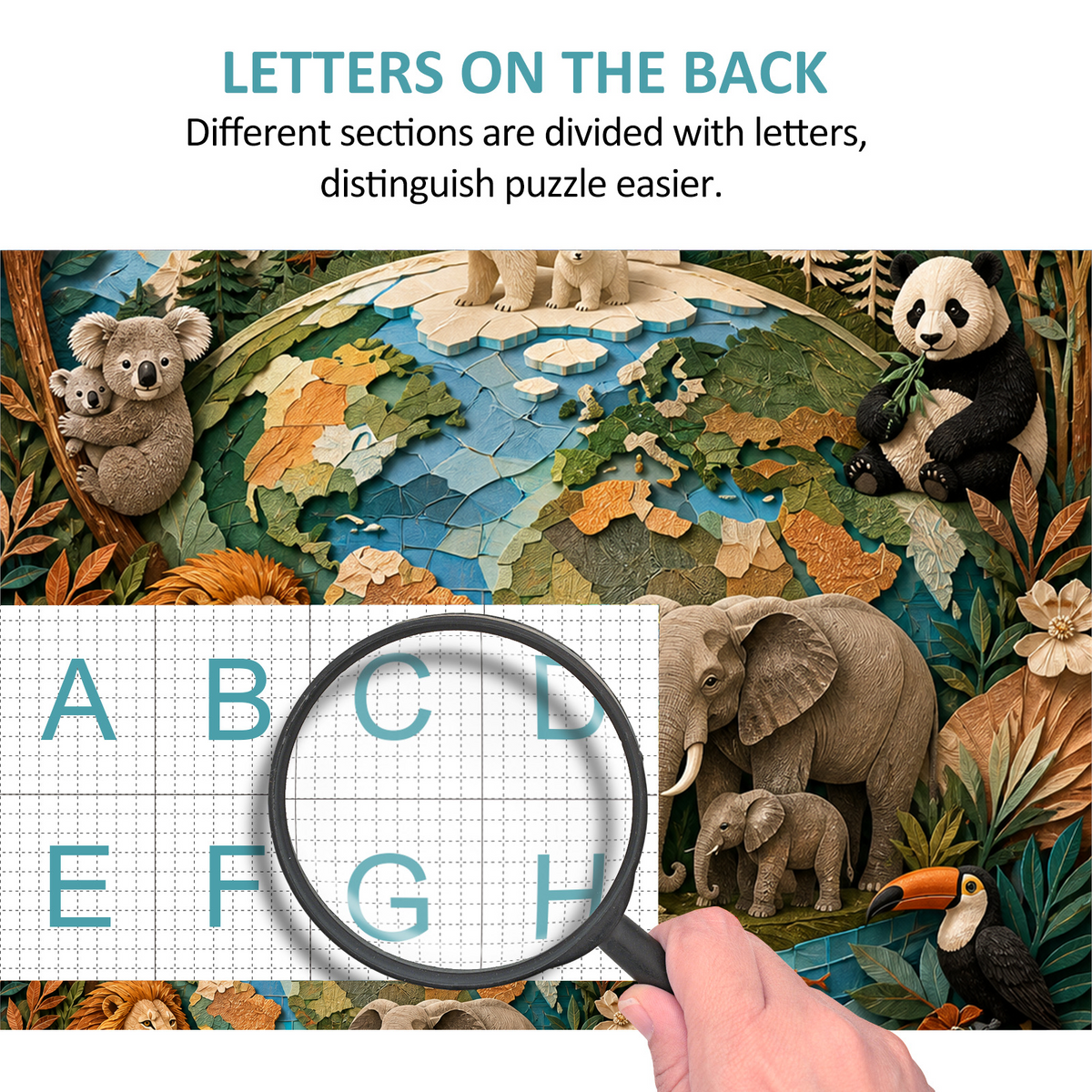 Secret Around the World Animals Portrait Puzzle - puzzle product view