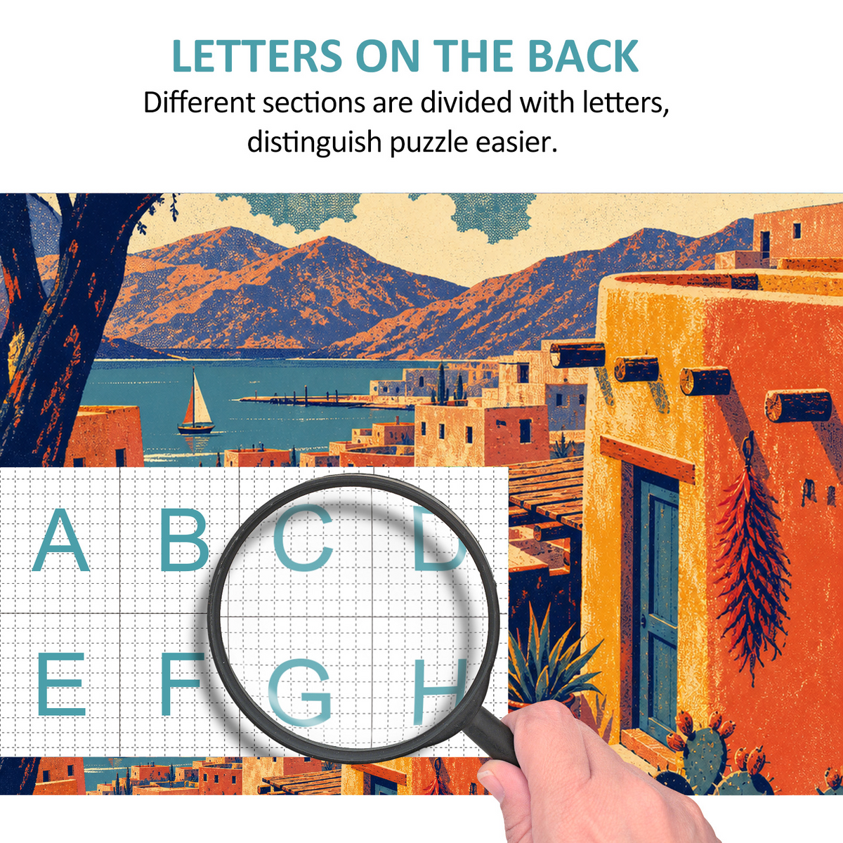 Vibrant Desert Adobe Town Portrait Puzzle - puzzle product view