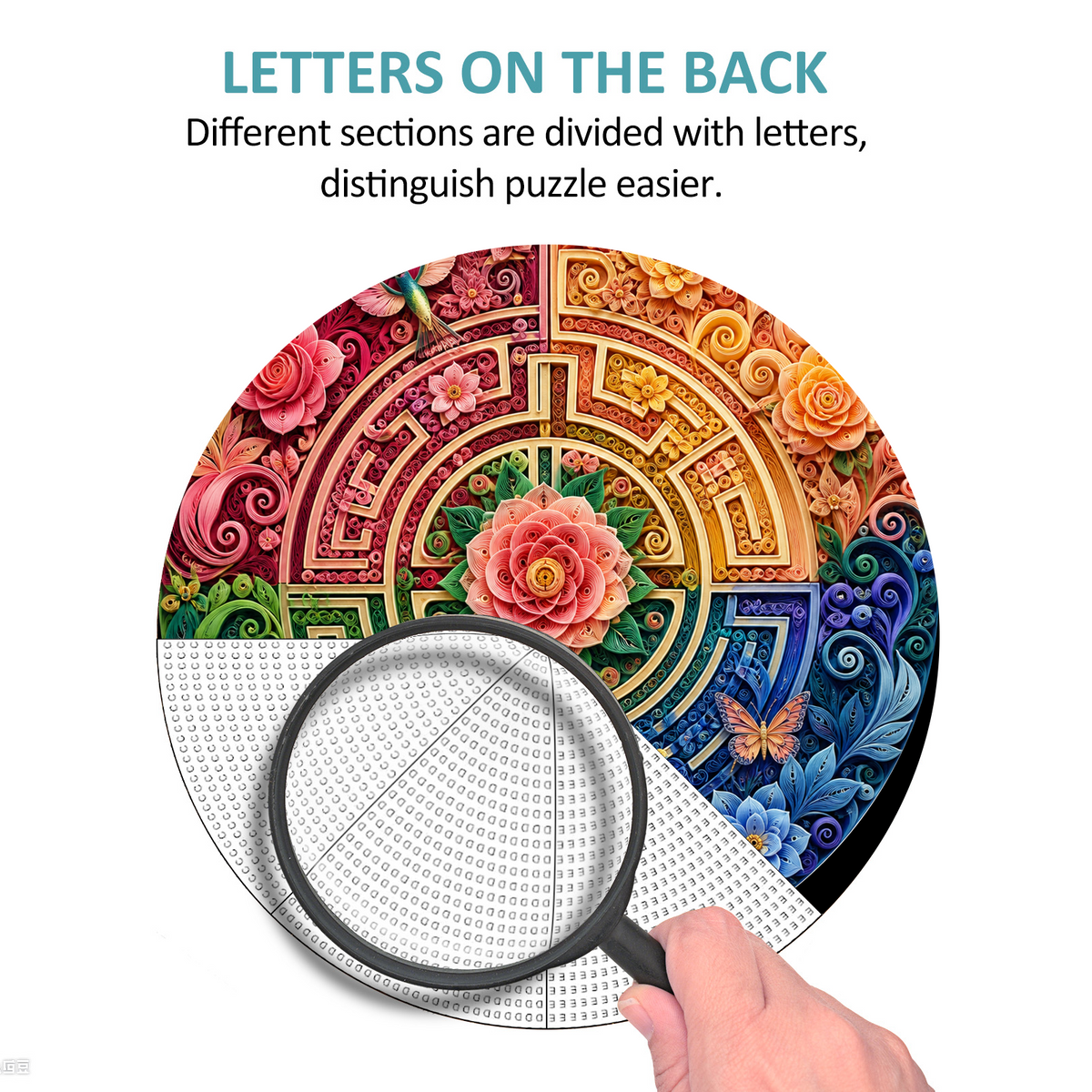 Golden Floral Labyrinth Round Puzzle - puzzle product view