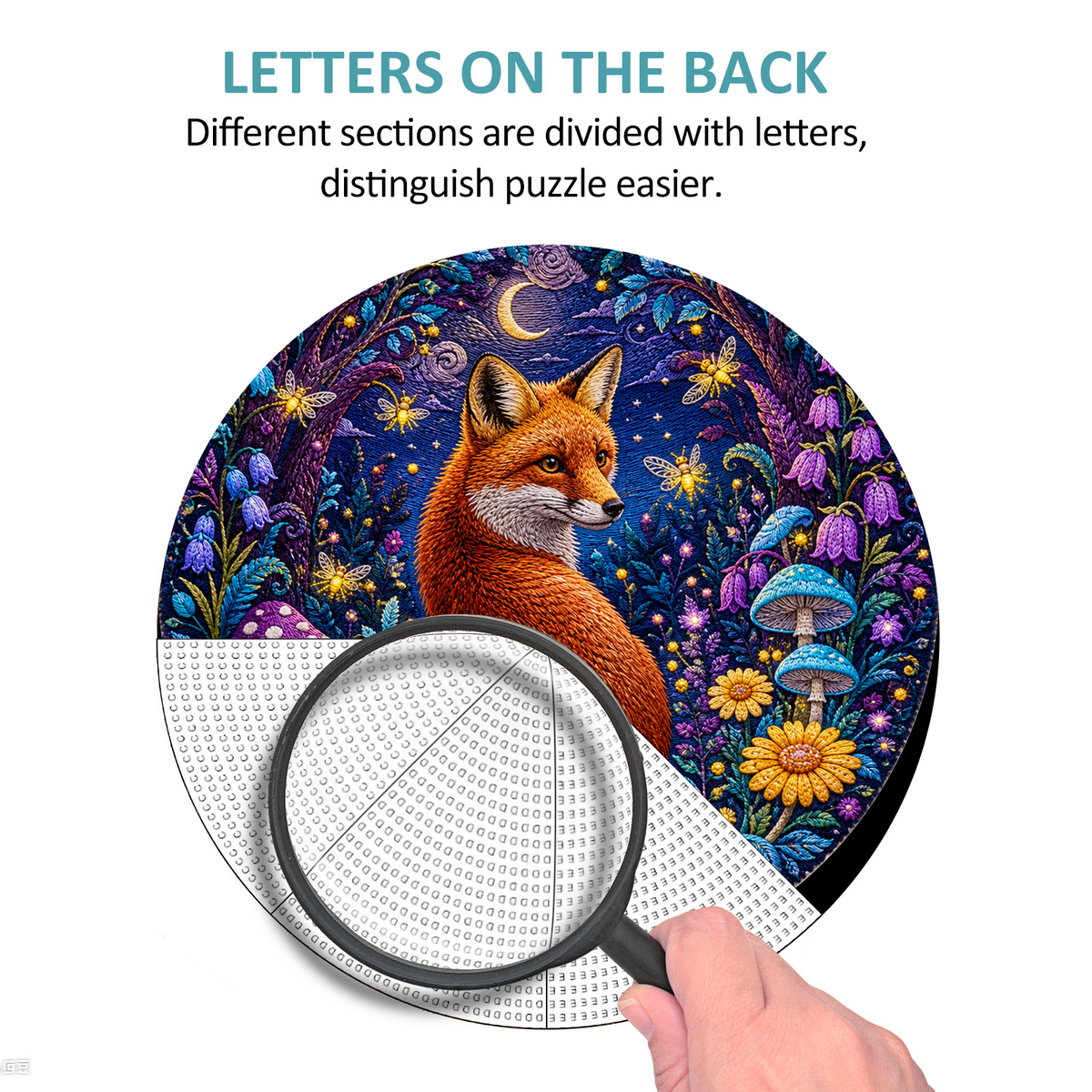 Twilight Fox and Firefly Grove Round Puzzle - puzzle product view