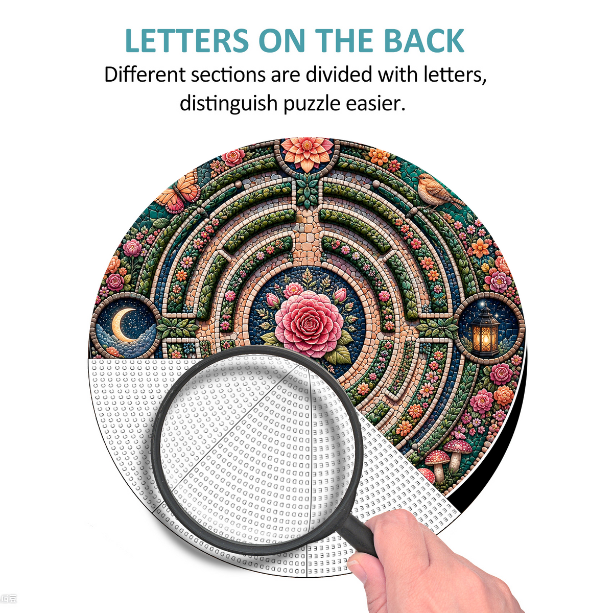 Moonlit Floral Labyrinth Round Puzzle - puzzle product view