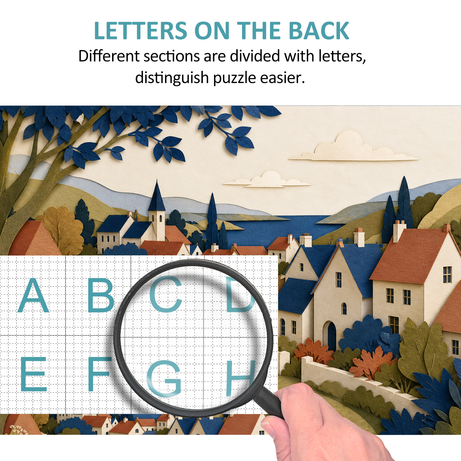 Story Rich Whimsical Neighborhood Paper Cut Collage Landscape Puzzle - puzzle product view